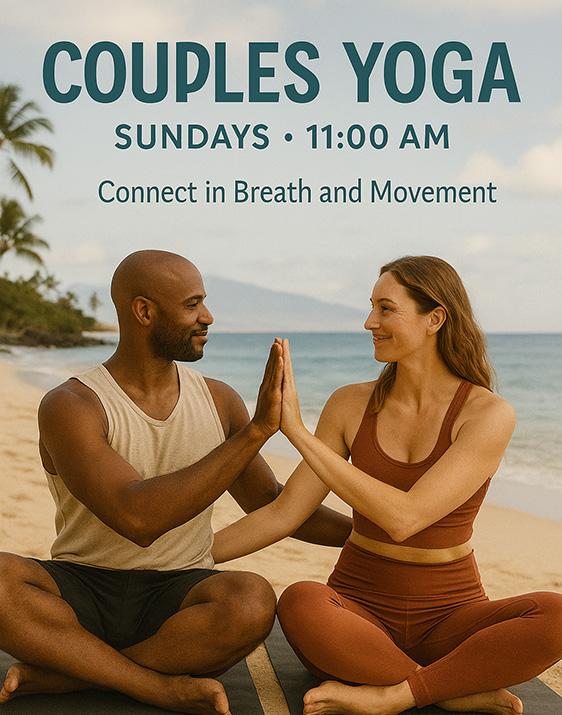 couples partner yoga Sundays at 11am